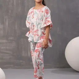 SANSKRUTIHOMES Girls Printed Pure Cotton Kaftan With Pyjamas image 4