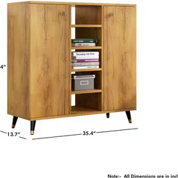 hexa red Wooden Book Shelf for Home, Living Room, Office, Multipurpose Rack, Engineered Wood Open Book Shelf image 2