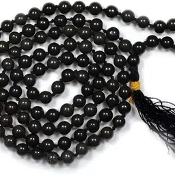 navdurga jyotish kendra Natural Black Hakik Mala 108 +1 Beads Mala (Black Agate) Lab Certified Mala Agate Stone Necklace-picture-25