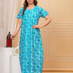 JVSP FASHION Geometric Printed Pure Cotton Maxi Nightdress image 4