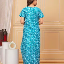 JVSP FASHION Geometric Printed Pure Cotton Maxi Nightdress image 3