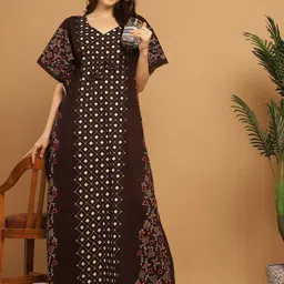 Secret Wish Printed Pure Cotton Kaftan Nightdress image 2