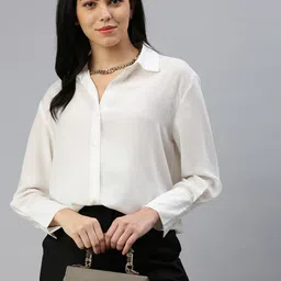de moza Women Regular Fit Solid Spread Collar Casual Shirt-picture-31