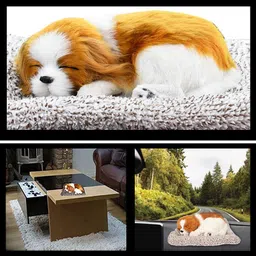 ccmm White/Golden Compact & Lightweight Dashboard Sleeping Cute Dog For Car-03 Decorative Showpiece - 15 cm image 4