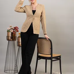 twenty me Women Checkered Single Breasted Casual Blazer image 5