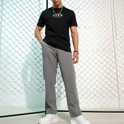 highlander Men Loose Fit Grey Pure Cotton Trousers-picture-26