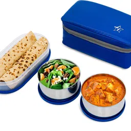 flipkart smartbuy Steel Luncbox Blue 3 Containers Lunch Box-picture-20