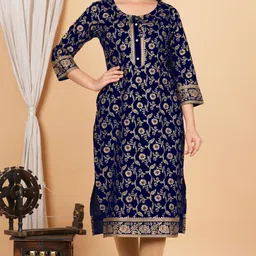 zaara creation Women Printed Viscose Rayon Straight Kurta-picture-28