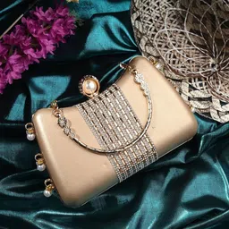 tooba handicraft Party Gold, Silver Clutch image 1