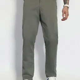 urbano fashion Men Slim Fit Grey Cotton Blend Trousers image 1