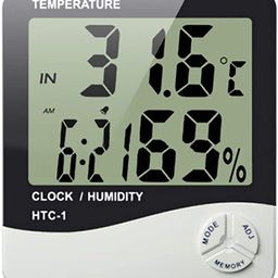 Room ThermometerTemperature Humidity Meter,LCD Electronic Digital Outdoor/Indoor Room Thermometer Hygrometer with Clock Time Humidity Monitor for Home,Bedroom All-in-One Digital Moisture Measurer-image-0