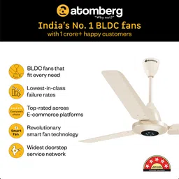 atomberg Efficio Prime Remote|High Air Flow|LED Speed Indicator|Timeless Design| with 3 Year Warranty BLDC Motor with Remote 1200 mm Ceiling Fan image 2