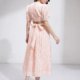 tokyo talkies Women Fit and Flare Pink Midi/Calf Length Dress image 1