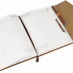 excel PU Leather Finish Hard Bound Executive Diary Planner Sunday Half page Regular Diary 2026 with Pen Holder (Cover Design may be Different),80 GSM Ruled 365 Pages image 3