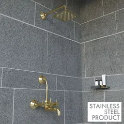 zap Elixir Gold Series High Grade A1 Brass 2 in1 Wall Mixer With Overhead Shower Set Faucet Set image 4