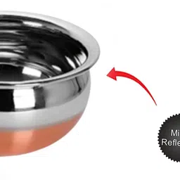 nirvika Stainless Steel Serving Bowl Steel handi set copper bottom cookware set biryani milk pot cooking & serving bowl set Kitchen appliances Handi Set 5 piece Capacity 400 ML 650 ML and 850 ML 1200 ML,1600 ml image 5