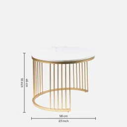 handicrafts town Pandora Marble Top Nesting Coffee Table Set in Gold Finish (Set Of 2) image 2