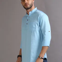 tallwalker Men Solid Pure Cotton Straight Kurta image 3