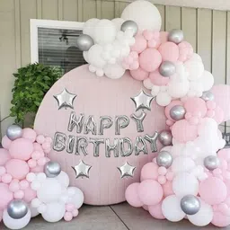 mosclue Solid Hd/Metalic 100 Balloons Pink,White,Silver For Kids/Party/Birthday Decoration Balloon image 2