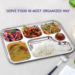 narv Bhojan Thali 6 Sections Divided Mess Tray for Lunch, Events & Every Day Use K2 Sectioned Plate image 5