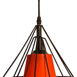 sinoman Diamond Cage Base E27 Hanging Pendant Ceiling Lamp with Orange PVC Shade Pendants Ceiling Lamp image 4