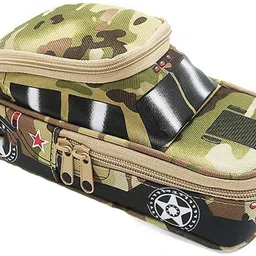 titirangi Car Shape Pencil Pouch for Kids Dual Pocket Army Print Pencil Box Car Geometry for Kids School Stationery Pencil Case Pouch for Girls Pencil Case Gift for Kids Art Polyester Pencil Box-picture-26