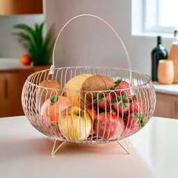 kuber industries Steel Fruits & Vegetable Stand for Dining Table with Handle | Silver Stainless Steel Fruit & Vegetable Basket-picture-40
