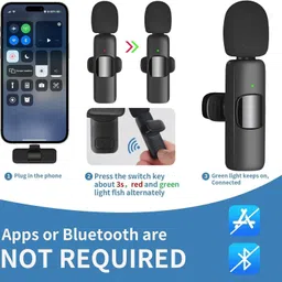 SterlingBazaar Wireless Microphone Mini Portable Recording Clip Mic with Receiver Collar mic Camera Microphone image 2