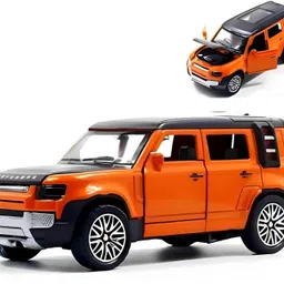 knowledge stationery and gift shop New Die-Cast Metal Land Rover Defender Car, Orange with Black Roof, 1:32 Scale-picture-26