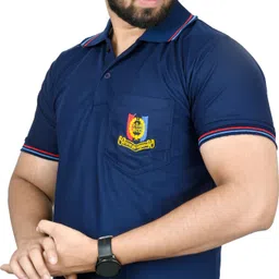 aadaks sportzz Men Embroidered Polo Neck Cotton Blend Navy Blue T-Shirt-picture-22