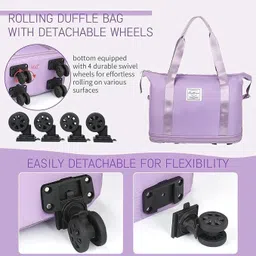 govindika 58 L Strolley Duffel Bag - Rolling Duffle Bag with Wheels - Purple - Large Capacity image 2