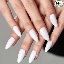 bellahugz Press-On, Long Almond White, Glossy Finish, With Free Glue Kit-picture-35