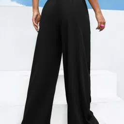 warcourt Women Solid Black Track Pants image 2