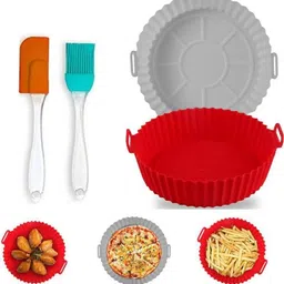 zoriada 3-Pack , 2 pcs-Air Fryer Reusable Silicone Pot, 1 pcs-Oil Brush set Kitchen Tool Set-picture-14