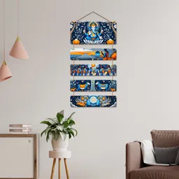 vkraft Ganpati, Cows & Devotional Art Wooden Wall Hanging image 4