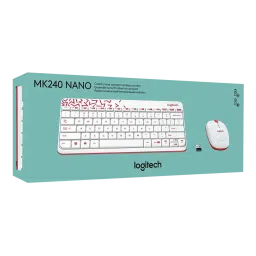 logitech MK240 Wireless Keyboard & Mouse Combo (1000 DPI, Spill Resistant, White/Vivid Red) image 4