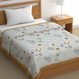 chhavi india Orange Cotton Floral 500 GSM Single Bed Comforter-picture-32