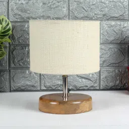 Devansh Wood Table Lamp With White Jute Shade by New Era image 2