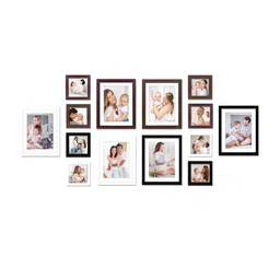 random Pack of 14 Brown & White Synthetic Wood Collage Photo Frames image 3