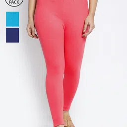 Jinfo Women Pack of 3 Solid Ankle Length Cotton Leggings-image-23