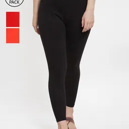 Jinfo Women Pack of 3 Solid Ankle-Length Leggings-picture-40