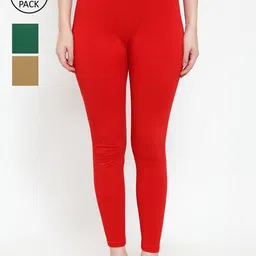 Jinfo Women Pack Of 3 Solid Ankle-Length Super Combod Cotton Leggings-image-105