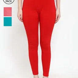 Jinfo Women Pack Of 3 Solid Super Combod Cotton Lycra Ankle-Length Leggings-image-41