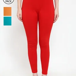 Jinfo Women Pack Of 3 Solid Ankle-Length Super Combod Cotton Leggings-picture-45