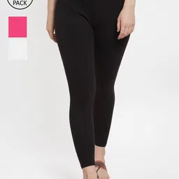 Jinfo Women Pack of 3 Solid Ankle-Length Leggings-picture-33