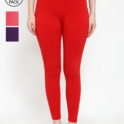 Jinfo Women Pack Of 3 Solid Ankle-Length Super Combod Cotton Leggings-picture-40