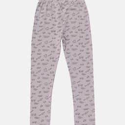 KiddoPanti Girls Grey Printed Ankle-Length Leggings-picture-11