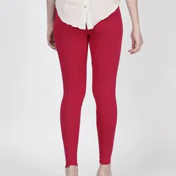 TWIN BIRDS Women Red Solid Ankle-Length Legging image 3