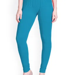 LYRA Women Blue Solid Cotton Churidar Length Leggings-image-66