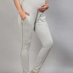 SillyBoom Women Grey Solid Maternity Yoga Leggings-image-27